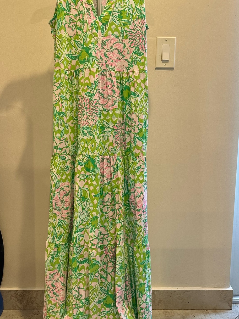 Lilly Pulitzer Sydnee Maxi Dress S Fauna Green Lime Feeling Good Pink Floral
